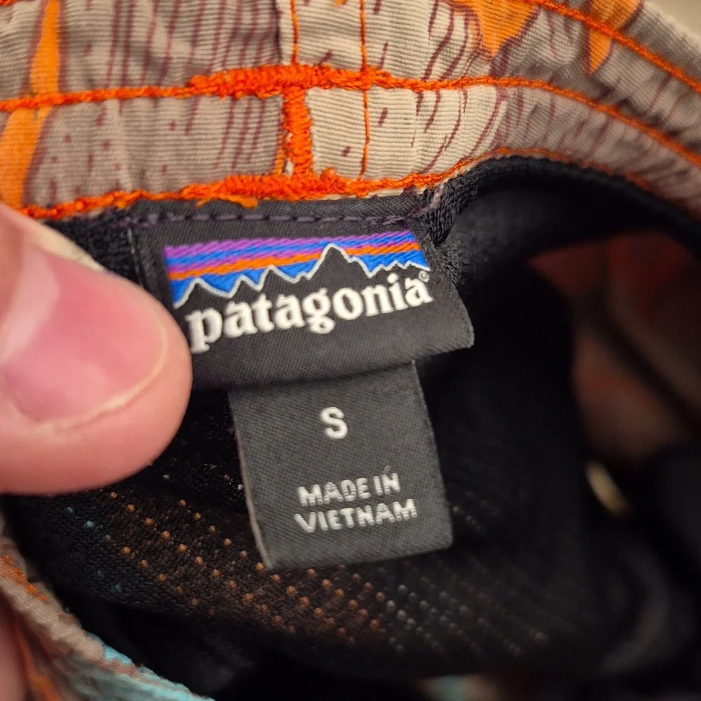 PATAGONIA Peach Pink Grey Floral Mens Large Swim Trunks Baggies Shorts RARE‎